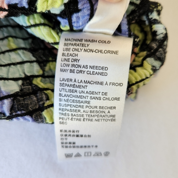 Free People Ariana Floral Colorful Printed Crop Top Blouse Long Sleeves Medium - Picture 12 of 15